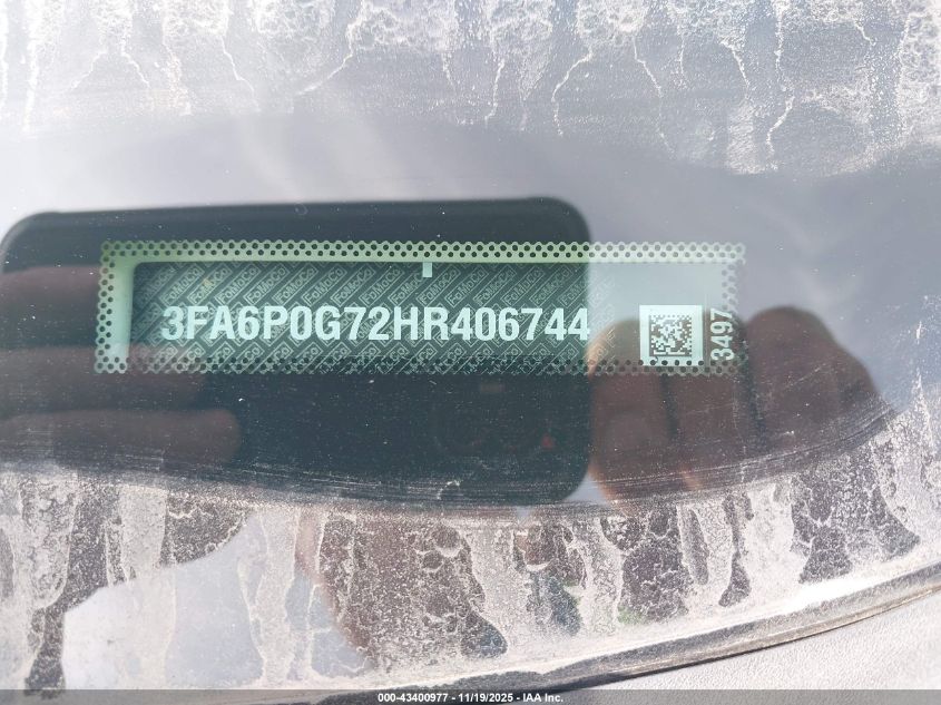 2017 Ford Fusion S VIN: 3FA6P0G72HR406744 Lot: 43400977