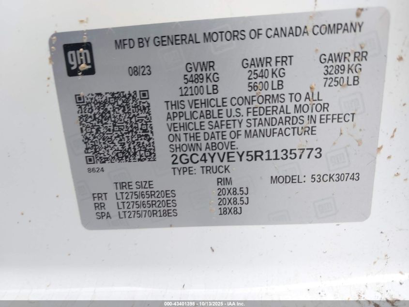 2024 Chevrolet Silverado 3500Hd VIN: 2GC4YVEY5R1135773 Lot: 43401398