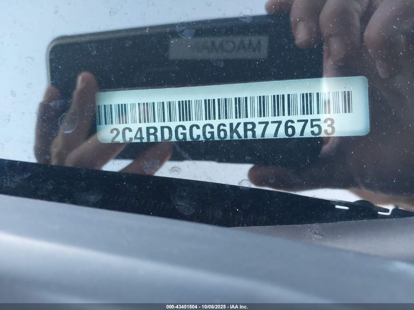 2019 Dodge Grand Caravan Sxt VIN: 2C4RDGCG6KR776753 Lot: 43401504