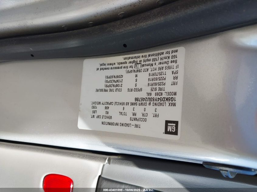 2003 Cadillac Deville Standard VIN: 1G6KD54Y63U246786 Lot: 43401595