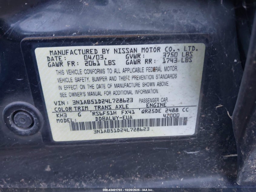 3N1AB51D24L728623 2004 NISSAN SENTRA photo no. 9