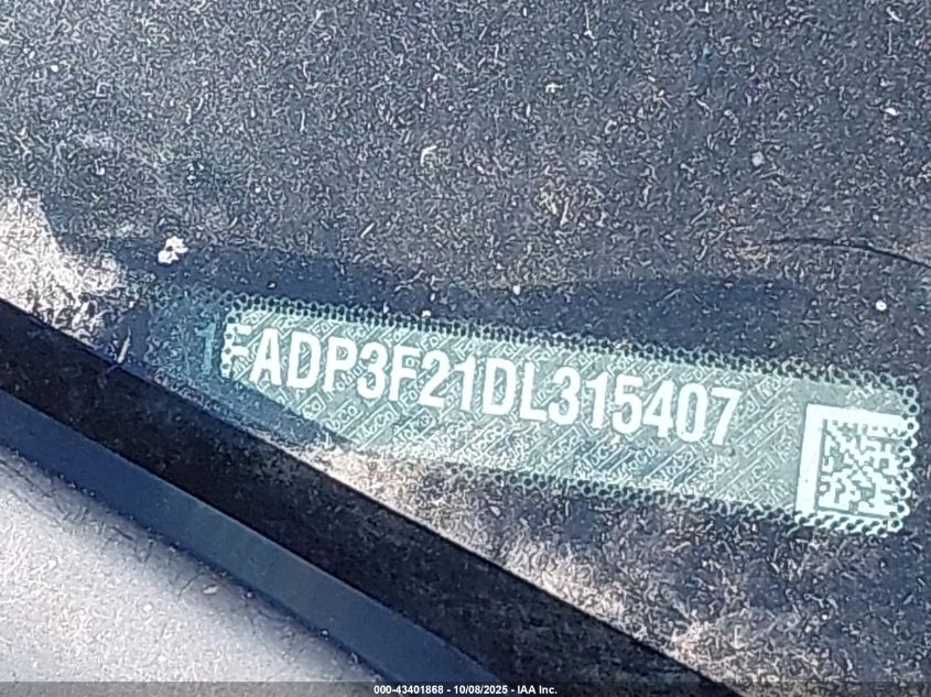 2013 Ford Focus Se VIN: 1FADP3F21DL315407 Lot: 43401868