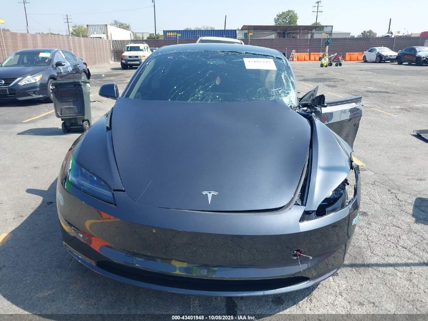 2025 Tesla Model 3 Long Range Rear-Wheel Drive VIN: 5YJ3E1EA3SF976350 Lot: 43401948
