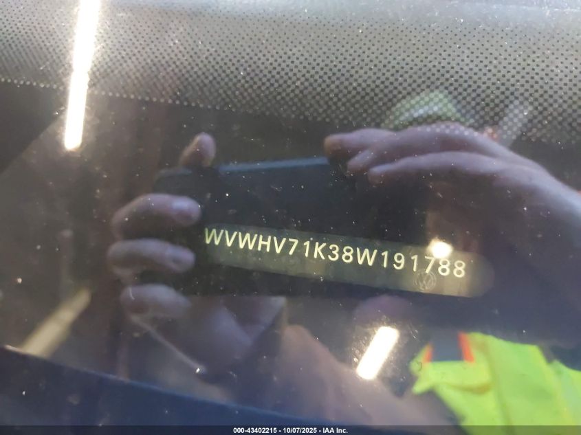 2008 Volkswagen Gti 4-Door VIN: WVWHV71K38W191788 Lot: 43402215