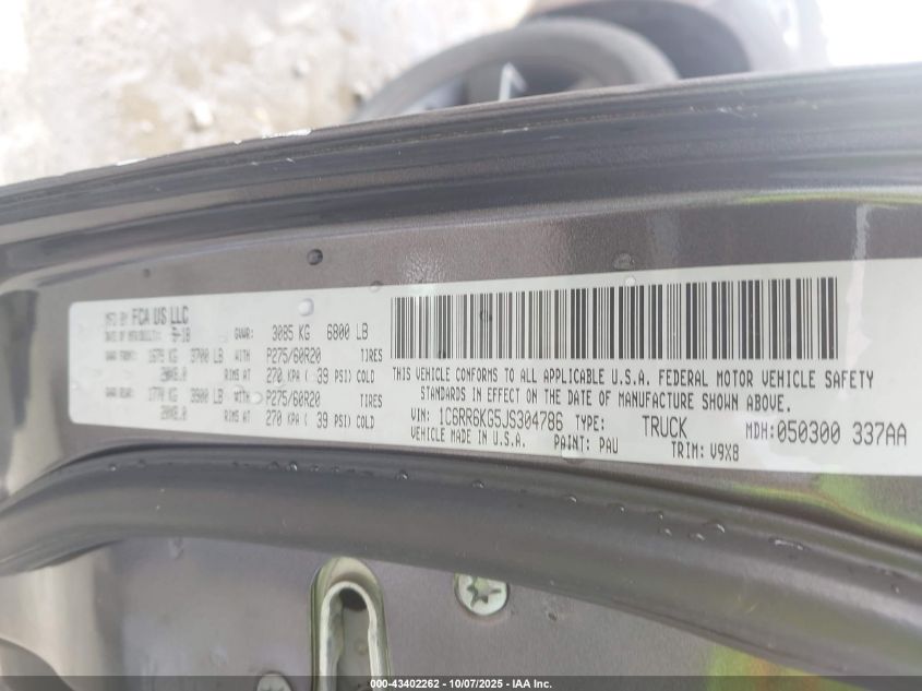 2018 Ram 1500 Express 4X2 5'7 Box VIN: 1C6RR6KG5JS304786 Lot: 43402262