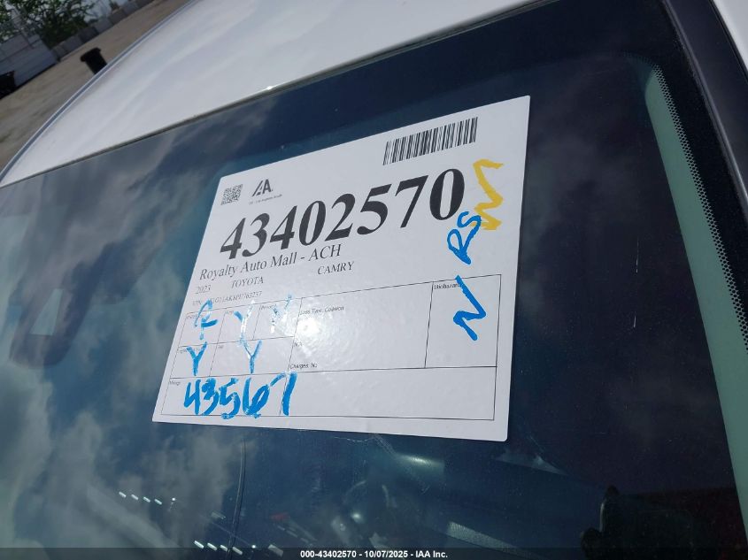 2023 Toyota Camry Se VIN: 4T1G11AK8PU763237 Lot: 43402570