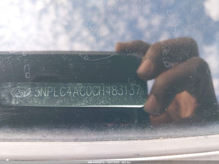 2012 Hyundai Sonata Se VIN: 5NPEC4AC0CH483137 Lot: 43402572