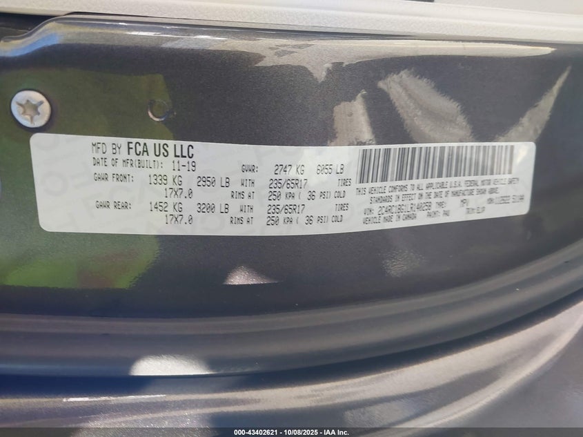 2020 Chrysler Pacifica Touring L VIN: 2C4RC1BG1LR140258 Lot: 43402621