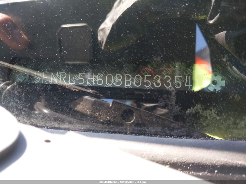 2011 Honda Odyssey Ex-L VIN: 5FNRL5H60BB053354 Lot: 43402667