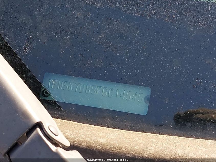 2015 Ford Explorer Xlt VIN: 1FM5K7D88FGC14545 Lot: 43402729