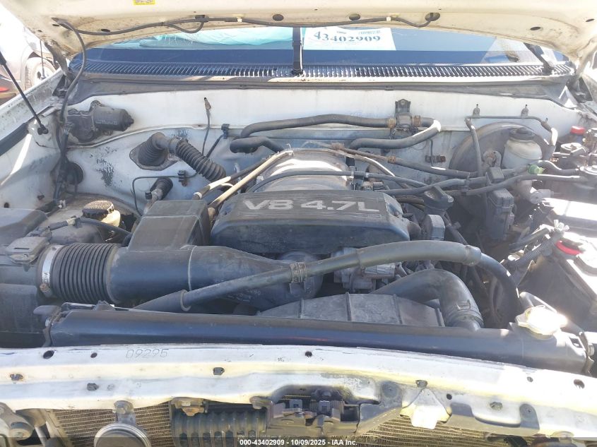 2000 Toyota Tundra Sr5 V8 VIN: 5TBBT4418YS085262 Lot: 43402909