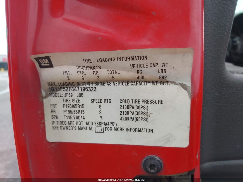 2004 Chevrolet Cavalier Ls VIN: 1G1JF52F447196323 Lot: 43403274