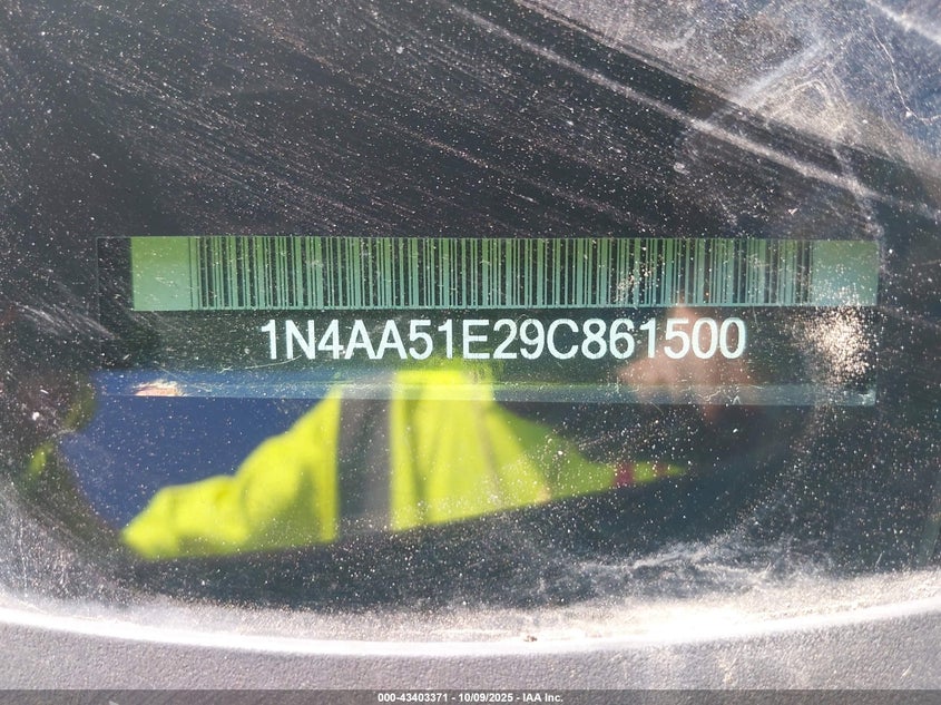 2009 Nissan Maxima 3.5 Sv VIN: 1N4AA51E29C861500 Lot: 43403371