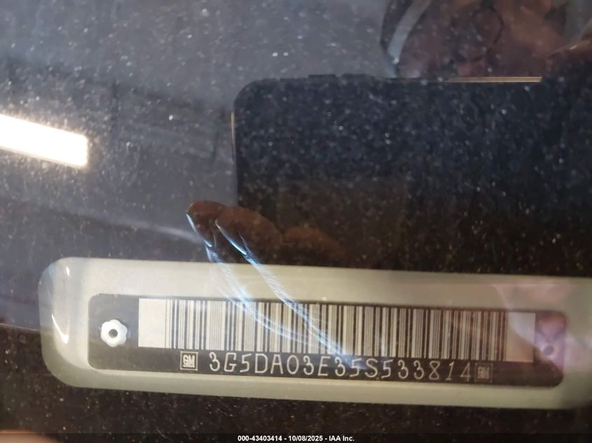 2005 Buick Rendezvous Cx VIN: 3G5DA03E35S533814 Lot: 43403414