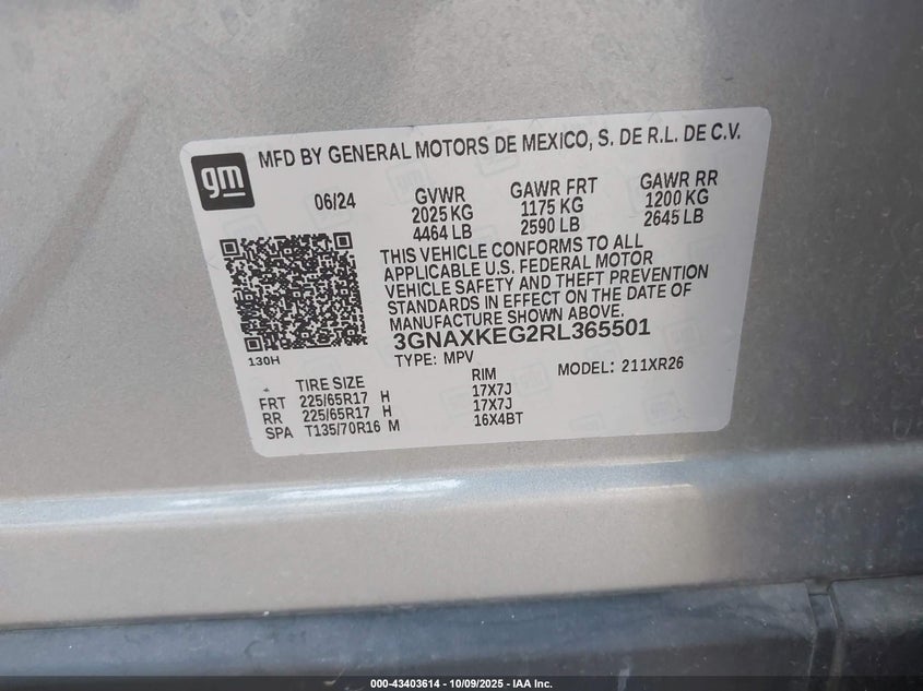 2024 CHEVROLET EQUINOX FWD LT 3GNAXKEG2RL365501