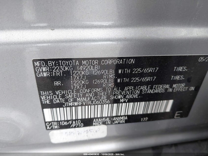 2024 TOYOTA RAV4 HYBRID XLE JTMRWRFV1RJ060356