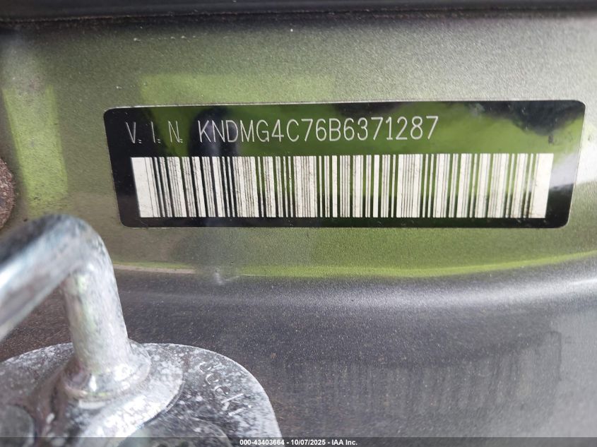 2011 Kia Sedona Lx VIN: KNDMG4C76B6371287 Lot: 43403664