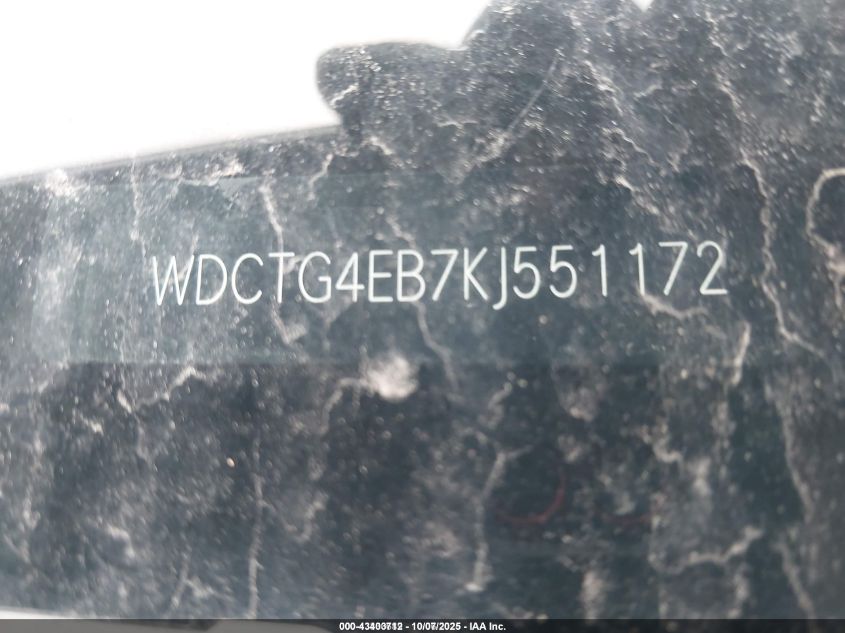 2019 Mercedes-Benz Gla 250 VIN: WDCTG4EB7KJ551172 Lot: 43403712