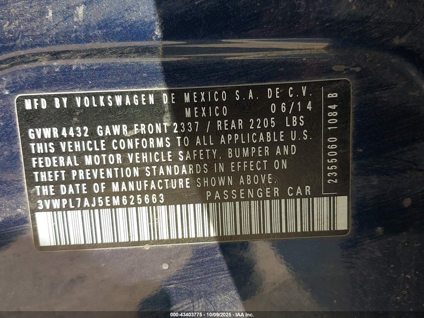 2014 VOLKSWAGEN JETTA SPORTWAGEN 2.0L TDI 3VWPL7AJ5EM625663