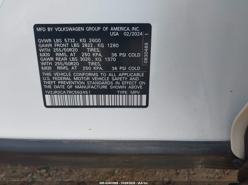 2024 VOLKSWAGEN ATLAS 2.0T SE W/TECHNOLOGY 1V2JR2CA7RC562451
