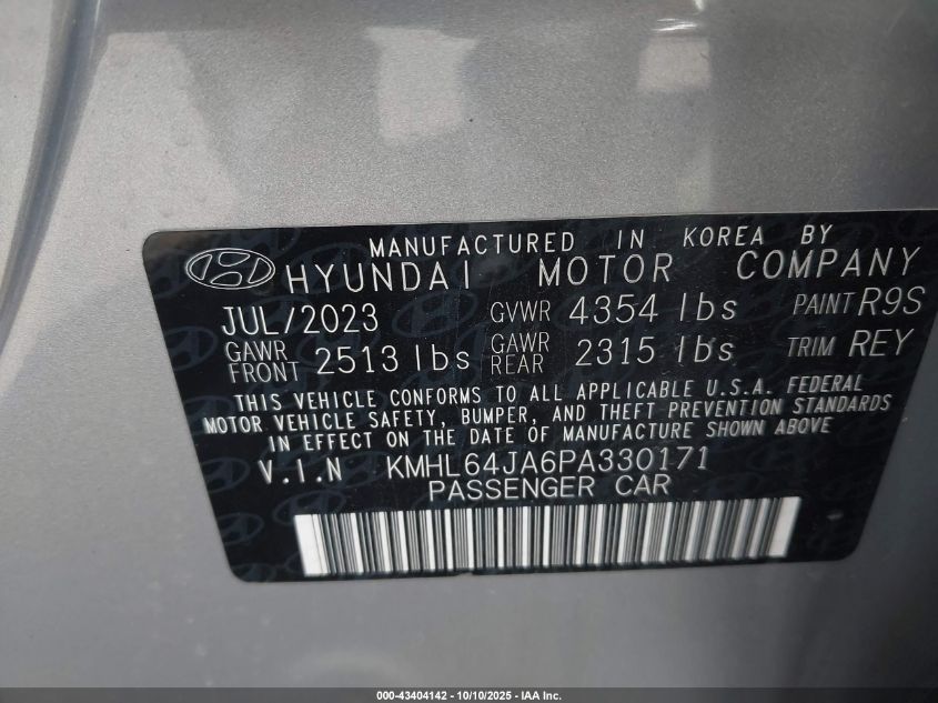 2023 Hyundai Sonata Sel VIN: KMHL64JA6PA330171 Lot: 43404142