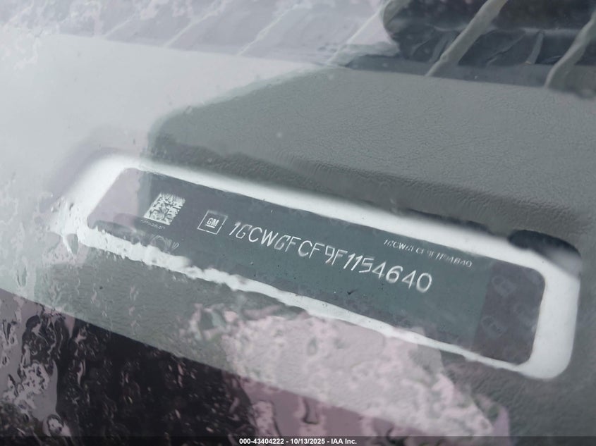 2015 Chevrolet Express 2500 Work Van VIN: 1GCWGFCF9F1154640 Lot: 43404222