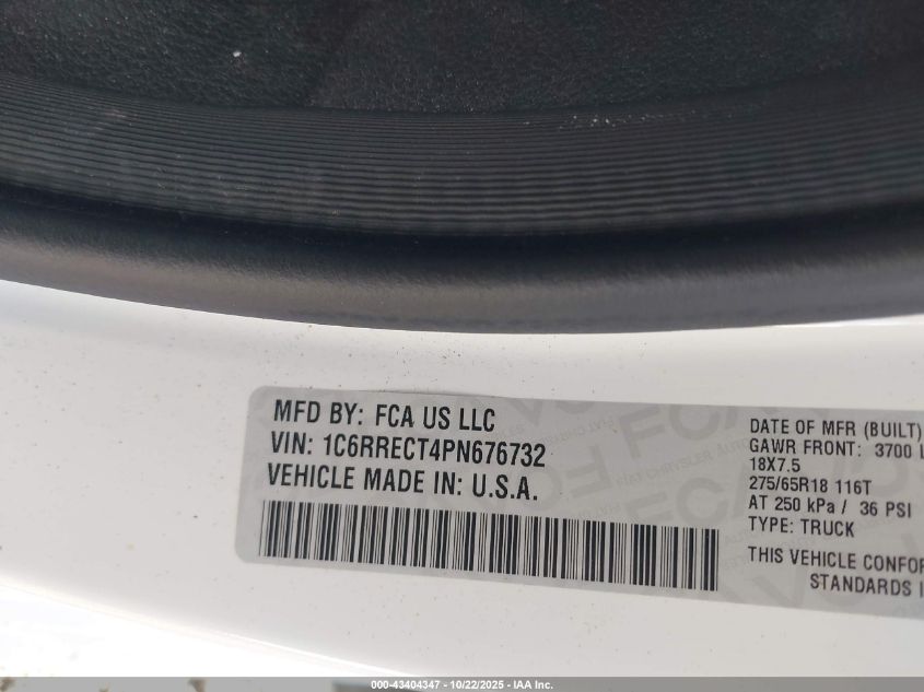 2023 Ram 1500 Tradesman 4X2 6'4 Box VIN: 1C6RRECT4PN676732 Lot: 43404347