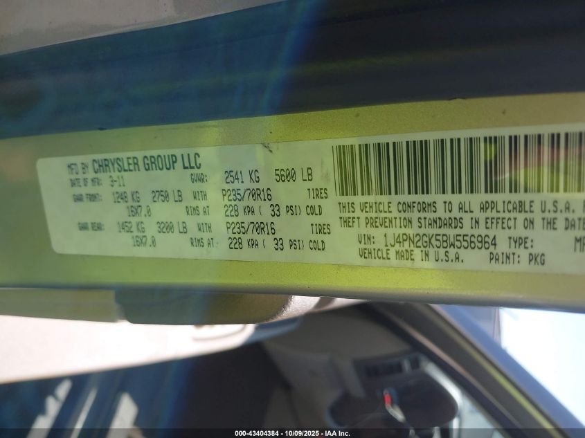 2011 Jeep Liberty Sport VIN: 1J4PN2GK5BW556964 Lot: 43404384