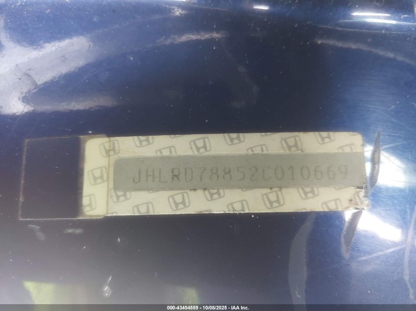 2002 Honda Cr-V Lx VIN: JHLRD78582C010669 Lot: 43404559