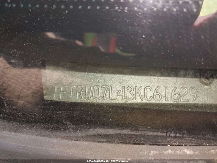 2003 Ford F-150 Lariat/Xlt VIN: 1FTRW07L43KC61629 Lot: 43404566
