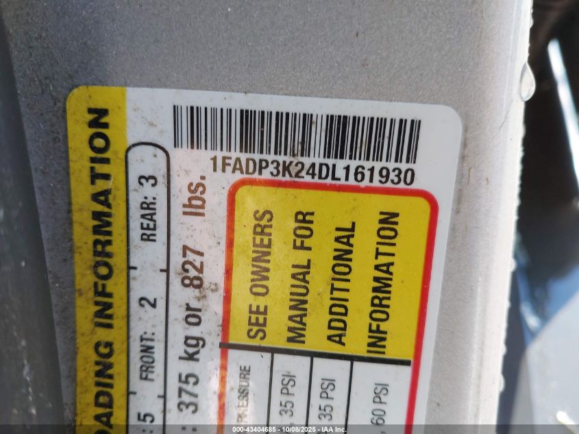 2013 Ford Focus Se VIN: 1FADP3K24DL161930 Lot: 43404685