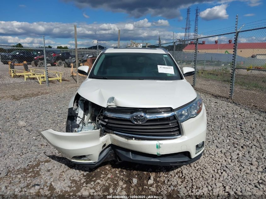 2016 Toyota Highlander Limited V6 VIN: 5TDDKRFH6GS301828 Lot: 43404693