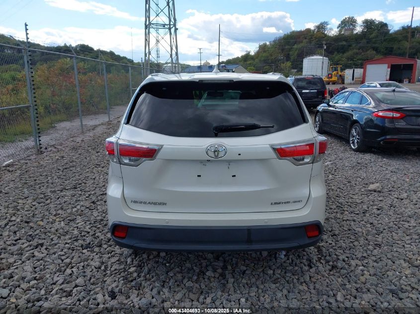 2016 Toyota Highlander Limited V6 VIN: 5TDDKRFH6GS301828 Lot: 43404693