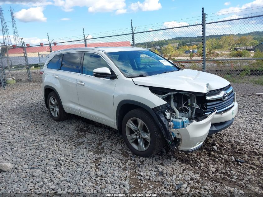 2016 Toyota Highlander Limited V6 VIN: 5TDDKRFH6GS301828 Lot: 43404693