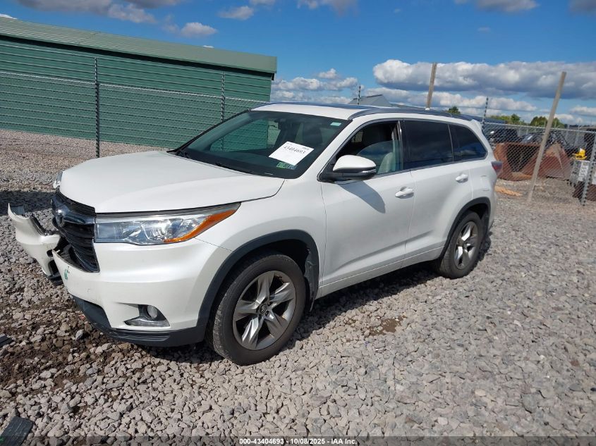 2016 Toyota Highlander Limited V6 VIN: 5TDDKRFH6GS301828 Lot: 43404693