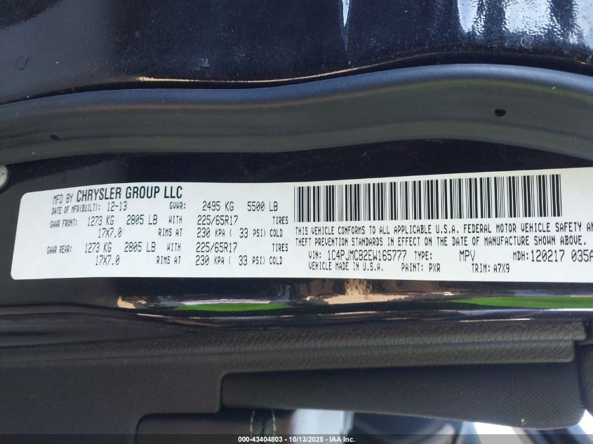 2014 Jeep Cherokee Latitude VIN: 1C4PJMCB2EW165777 Lot: 43404803