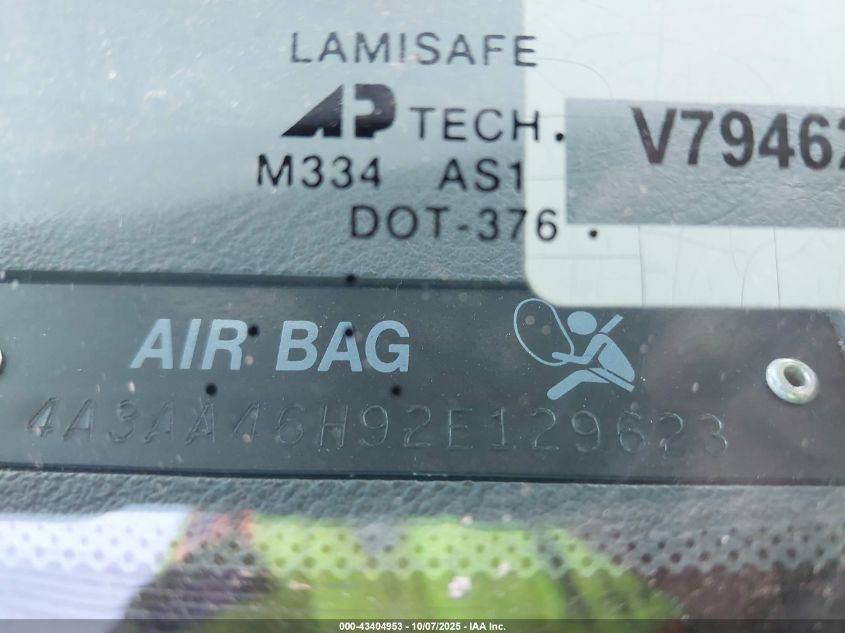 2002 Mitsubishi Galant Es V6/Gtz/Ls V6 VIN: 4A3AA46H92E129623 Lot: 43404953