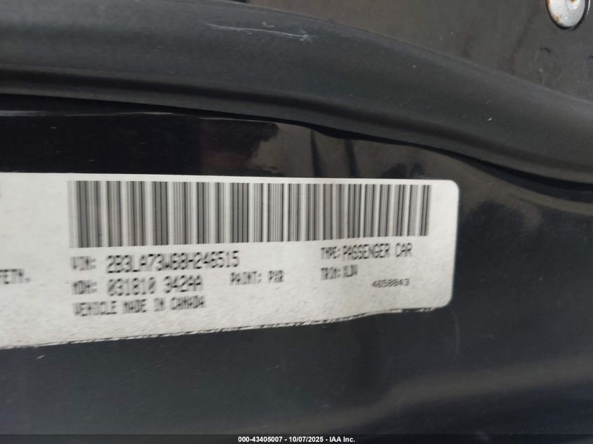 2008 Dodge Charger Srt8 VIN: 2B3LA73W68H246515 Lot: 43405007