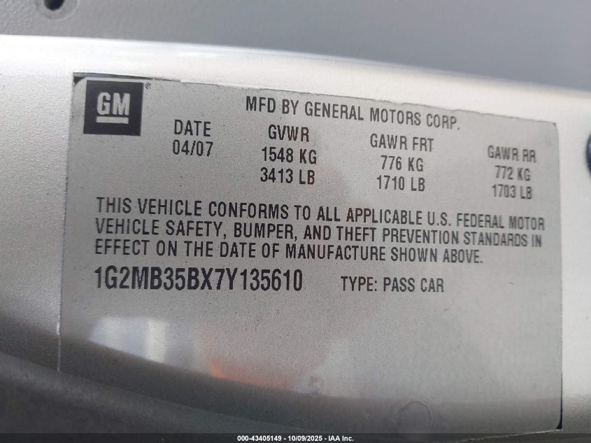 2006 Pontiac Solstice VIN: 1G2MB33B46Y104452 Lot: 43405149