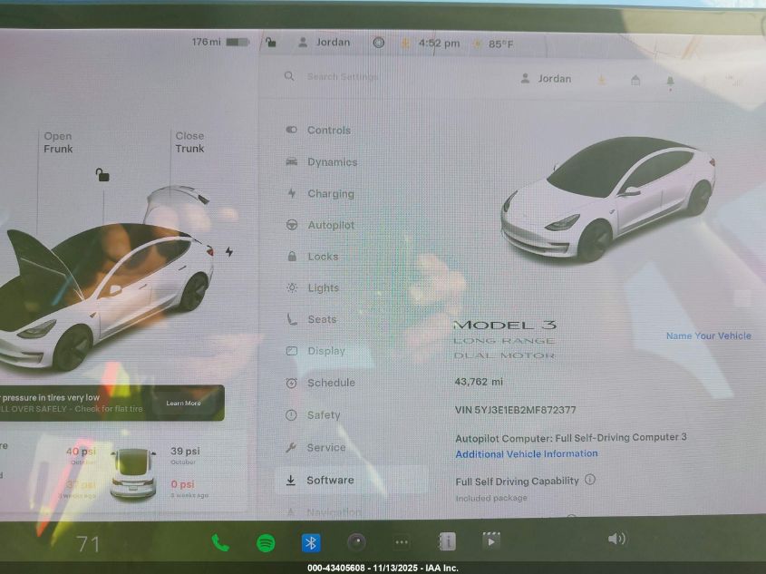 2021 Tesla Model 3 Long Range Dual Motor All-Wheel Drive VIN: 5YJ3E1EB2MF872377 Lot: 43405608