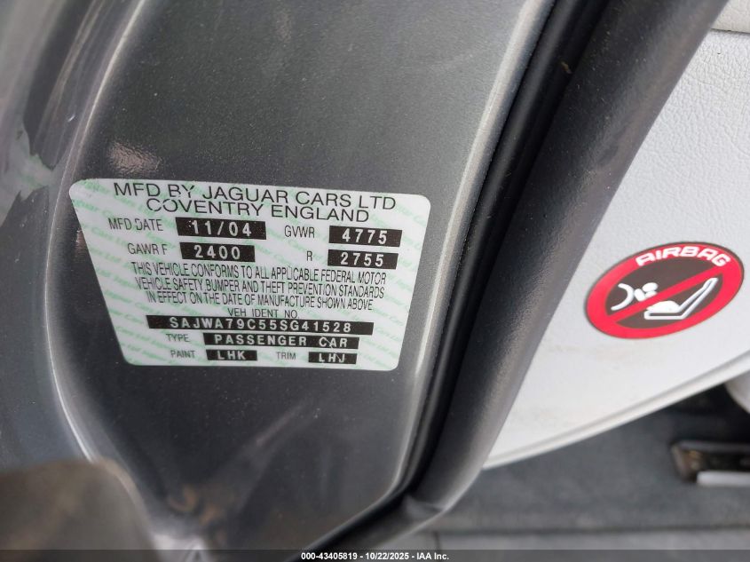 2005 Jaguar Xj Xj8 L VIN: SAJWA79C55SG41528 Lot: 43405819