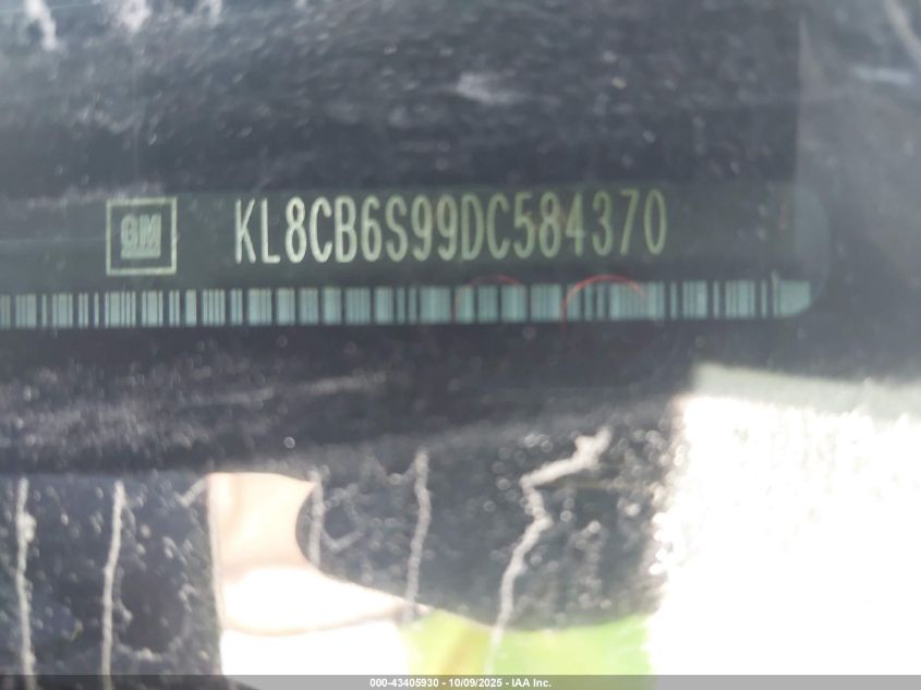 2013 Chevrolet Spark Ls Auto VIN: KL8CB6S99DC584370 Lot: 43405930