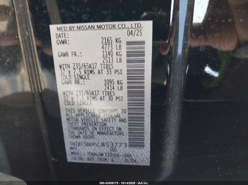 2025 Nissan Rogue Rock Creek VIN: 5N1BT3BB4SC853773 Lot: 43406179