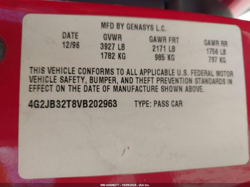 1997 Pontiac Sunfire Se VIN: 4G2JB32T8VB202963 Lot: 43406277