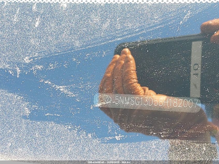 2008 Hyundai Santa Fe Gls VIN: 5NMSG13D58H182007 Lot: 43406345