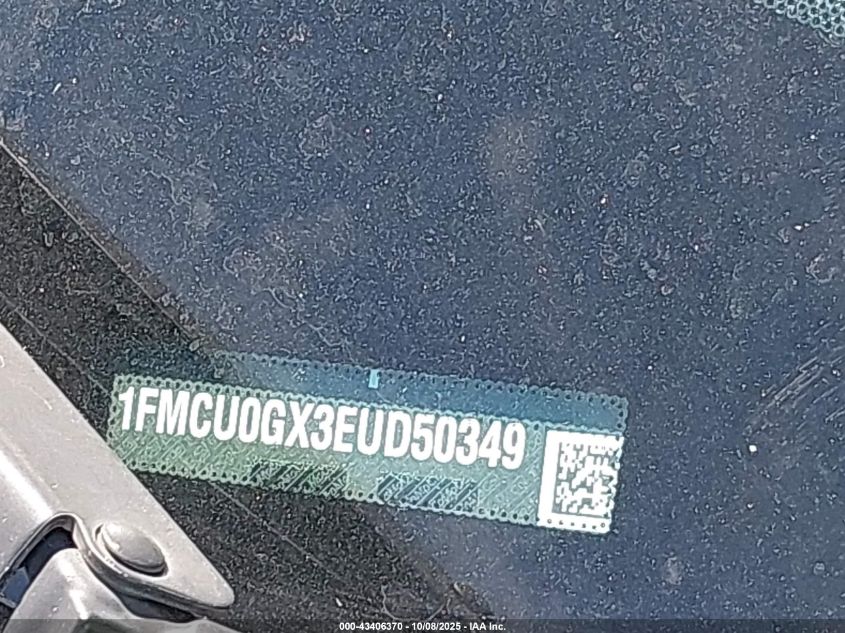 2014 Ford Escape Se VIN: 1FMCU0GX3EUD50349 Lot: 43406370