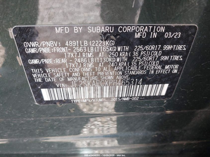 2023 SUBARU FORESTER PREMIUM JF2SKAECXPH465314