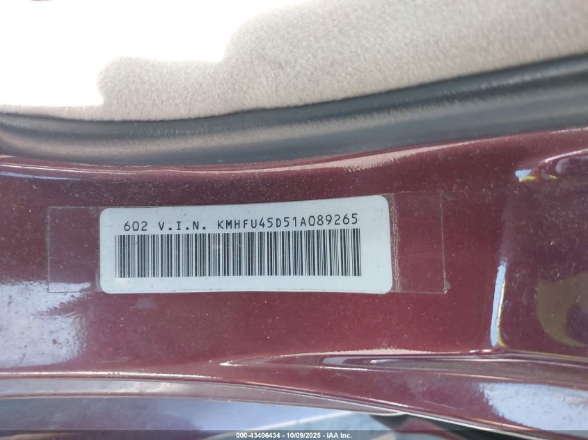 2001 Hyundai Xg300 L VIN: KMHFU45D51A089265 Lot: 43406434