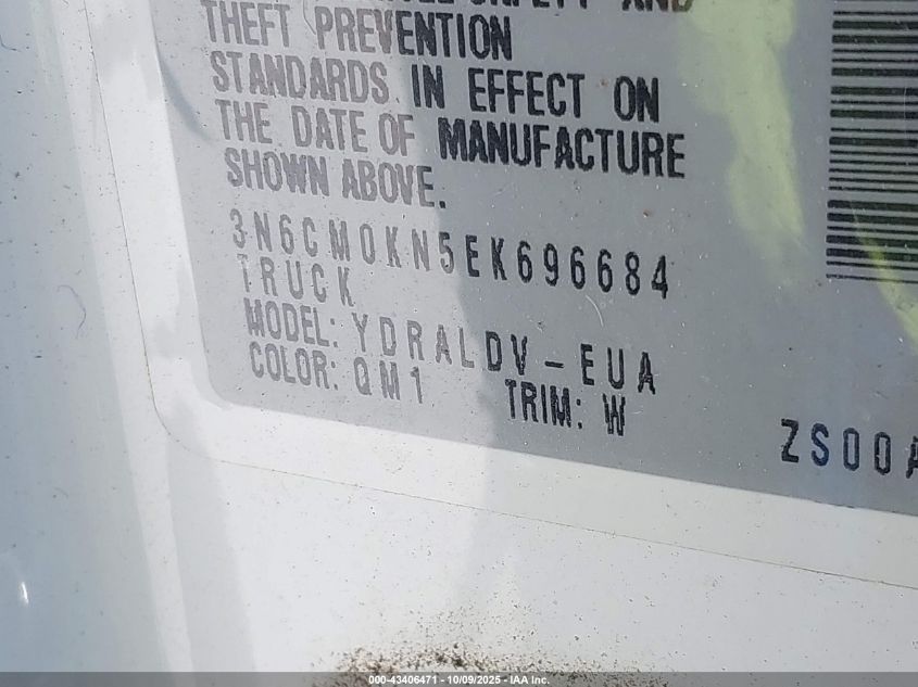 2014 Nissan Nv200 S/Sv VIN: 3N6CM0KN5EK696684 Lot: 43406471