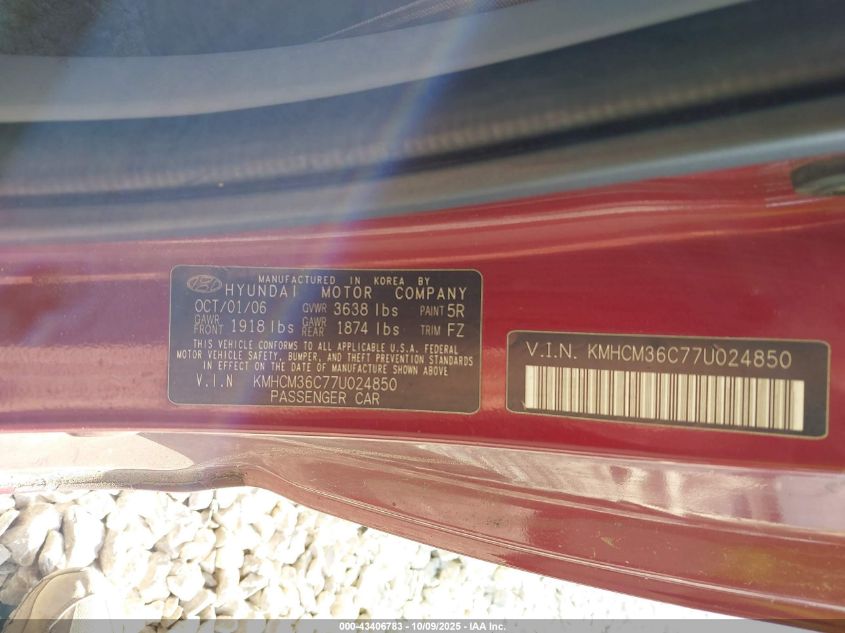 2007 Hyundai Accent Gs VIN: KMHCM36C77U024850 Lot: 43406783